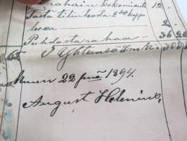 Muurari Anders / Antti Helenius, Pöytyä - Lahto - Ojalan torppa, kuollut 8.6.1893, kansanmiehen pitämät päiväkirjat / muistiinpanot elämästä ja oloista