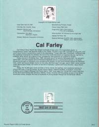 USA - 1996, April 26th: Cal Farley, humanitarian/Boys Ranch Founder.Ensipäiväleima, valmis kokoelmasivu sisältää sekä itse postimerkin/postimerkit että
