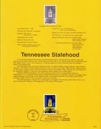 USA - 1996, May 31st: Tennesee Statehood/Tenneseestä tuli osavaltio v.1796Ensipäiväleima, valmis kokoelmasivu sisältää sekä itse postimerkin/postimerkit