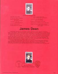 USA - 1996, June 24th: James DeanEnsipäiväleima, valmis kokoelmasivu sisältää sekä itse postimerkin/postimerkit että paino- ja julkaisutiedot sekä