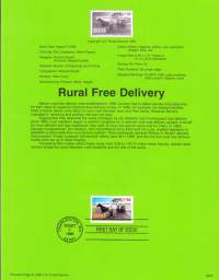 USA - 1996, August 7th :Rural Free Delivery RFD /Maaseudulle ilmainen postinkanto.Ensipäiväleima, valmis kokoelmasivu sisältää sekä itse