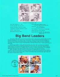 USA - 1996, September 11th :Big Band Leaders/ Kuuluisia orkesterinjohtajia: Count Basie, Tommy &amp; Jimmy Dorsey, Glenn Miller ja Benny Goodman.Ensipäiväleima,