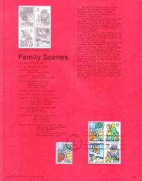 USA - 1996, October 8th :Family Scenes/Jouluperinteitä.Ensipäiväleima, valmis kokoelmasivu sisältää sekä itse postimerkin/postimerkit että paino- ja