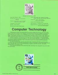 USA - 1996, October 8th : Computer Technology/Tietokoneteknologia.Ensipäiväleima, valmis kokoelmasivu sisältää sekä itse postimerkin/postimerkit että
