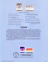 USA - 1997, February 4th:Love, Swans/Rakkaus, joutsenmerkitEnsipäiväleima, valmis kokoelmasivu sisältää sekä itse postimerkin/postimerkit että paino- ja