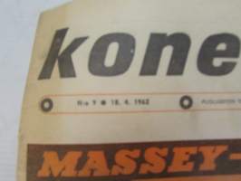 Koneviesti 1962 nr 9, sisältää mm. seur. artikkelit / kuvat / mainokset; Belgialainen suurpuimuri Claeys M 80, Country Commercial Super 4 erikoiskäyttöön,