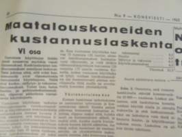 Koneviesti 1962 nr 9, sisältää mm. seur. artikkelit / kuvat / mainokset; Belgialainen suurpuimuri Claeys M 80, Country Commercial Super 4 erikoiskäyttöön,