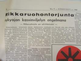 Koneviesti 1962 nr 9, sisältää mm. seur. artikkelit / kuvat / mainokset; Belgialainen suurpuimuri Claeys M 80, Country Commercial Super 4 erikoiskäyttöön,