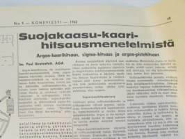 Koneviesti 1962 nr 9, sisältää mm. seur. artikkelit / kuvat / mainokset; Belgialainen suurpuimuri Claeys M 80, Country Commercial Super 4 erikoiskäyttöön,