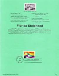 USA - 1995, March 3rd :Florida Statehood/ Floridasta osavaltio 1845. 150-v.Ensipäiväleima, valmis kokoelmasivu sisältää sekä itse postimerkin/postimerkit