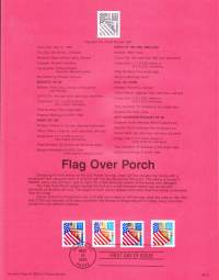 USA - 1995, May 19th:Flag Over Porch 32c.Ensipäiväleima, valmis kokoelmasivu sisältää sekä itse postimerkin/postimerkit että paino- ja julkaisutiedot sekä