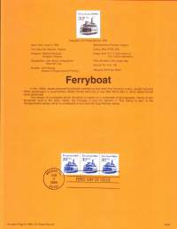 USA - 1995, June2nd:Ferryboat/Höyrykäyttöinen lautta. Ensipäiväleima, valmis kokoelmasivu sisältää sekä itse postimerkin/postimerkit että paino- ja