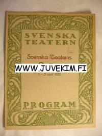Svenska  Teatern Program 1921-22 nr 19 -käsiohjelma
