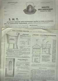 Säästöhellanrenkaat, kylpyamme, viljankuivaamo - mainos vuodelta 1924