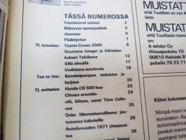 Tuulilasi 1972 nr 1, sis. mm. seur. artikkelit / kuvat / mainokset; Toyota Crown 2000 - paljon painavaa rautaa, Talviloma - hanget ja hiihtokeskukset, Uudistuva