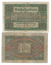Saksa 10 markkaa 1920 seteli