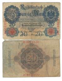 Saksa 20 markkaa 1910 seteli