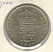 Ruotsi  2 krornor 1966  - kolikko hopeaa 14 g, 400/1000