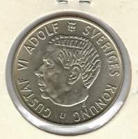 Ruotsi  2 krornor 1966  - kolikko hopeaa 14 g, 400/1000