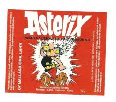Asterix Päärynälimonadi punainen -   juomaetiketti ( c Ed Albert Rene 1980)