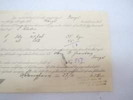 W. Granberg / ångfartyget &quot;Borgå&quot;, 27.10.1914 -konossomentti / laivarahtikirja (sertepartia) -charter party