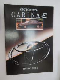 Toyota Carina E 1995 tekniset tiedot -myyntiesite / sales brochure