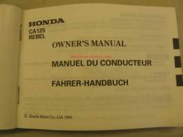 Honda CA125 REBEL owner´s manual käyttöohjekirja