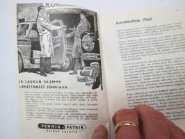 Autokäsikirja - Bilhandboken 1960 - Autolla korkeampaan elintasoon - Med bil till högre levnadsstandard -kuvasto ja tekniset tiedot Suomeen tuotavissa /