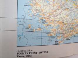 Lomareitti 1988 -karttaliite / road map, Finland