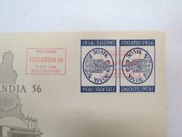Finlandia 56 kansainvälinen postimerkkinäyttely 7.7.1956 FDC + kirjattu, kulkematon ensipäivänkuori -FDC cover