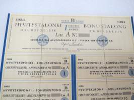 Suomalaisia Arvopapereita Oy - Hyvitystalonki, 1 osuus, sarja B Litt. A, 1953-1964