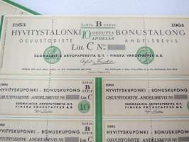 Suomalaisia Arvopapereita Oy - Hyvitystalonki, 10 osuutta, sarja B Litt. C, 1953-1964