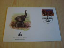 Norsu, WWF, Uganda, 1983, ensipäiväkuori, FDC. Hieno esim. lahjaksi. Katso myös muut kohteeni mm. noin 1 500 erilaista ulkomaista ensipäiväkuorta 1920-luvulta