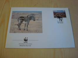 Seepra, WWF, Namibia, 1991, ensipäiväkuori, FDC. Hieno esim. lahjaksi. Katso myös muut kohteeni mm. noin 1 500 erilaista ulkomaista ensipäiväkuorta