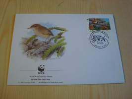Lintu, WWF, Uusi-Seelanti, 1993, ensipäiväkuori, FDC. Hieno esim. lahjaksi. Katso myös muut kohteeni mm. noin 1 500 erilaista ulkomaista ensipäiväkuorta