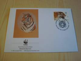 Tiikeri, WWF, Venäjä, Neuvostoliitto, 1993, ensipäiväkuori, FDC. Hieno esim. lahjaksi. Katso myös muut kohteeni mm. noin 1 500 erilaista ulkomaista