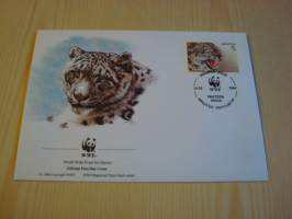 Lumileopardi, WWF, Kazakstan, 1994, ensipäiväkuori, FDC. Hieno esim. lahjaksi. Katso myös muut kohteeni mm. noin 1 500 erilaista ulkomaista ensipäiväkuorta