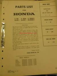 Honda S90 S90A S90ZK1 CL90I CL90II CL90ZK1 parts list varaosaluettelo