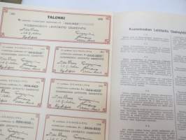 Kuusankosken Lehtitaitto Oy, Kuusankoski 1962, 10 osaketta á tuhat  (1000) markkaa yhteensä 10 000 mk, osakkeet nr 2404-2413, Emil Saure -osakekirja / share