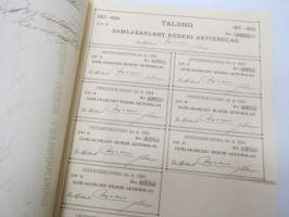 Gamlakarleby Rederi Aktiebolag, 100 Finska mark, Litt. A, nr 0282, Herr Hj. Rosenberg, Gamlakarleby 15.6.1917 -osakekirja / share certificate