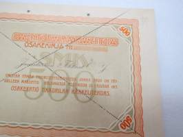 Oy Tikkurilan Kaakelitehdas, Helsinki, 1917, 5 00 mk -osakekirja / share certificate