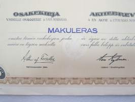 Pohjoismaiden Yhdyspankki - Nordiska Föreningsbanken, 1 osake á 100 mk en aktie -osakekirja / share certificate