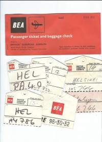 BEA  matkalippu ja matkatavaran osoitelappu  1960-luku