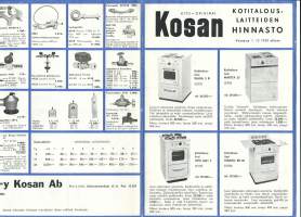 Kosan kotitalouslaitteiden hinnasto  - tuote-esite 1959