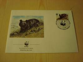 Karhu, WWF, Pakistan, 1989, ensipäiväkuori, FDC. Hieno esim. lahjaksi. Katso myös muut kohteeni mm. noin 1 500 erilaista ulkomaista ensipäiväkuorta