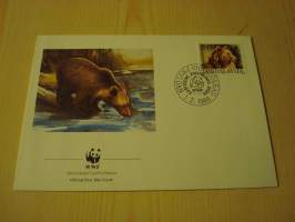 Karhu, WWF, Jugoslavia, 1988, ensipäiväkuori, FDC. Hieno esim. lahjaksi. Katso myös muut kohteeni mm. noin 1 500 erilaista ulkomaista ensipäiväkuorta