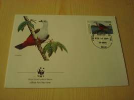 Lintu, WWF, Micronesia, 1990, ensipäiväkuori, FDC. Hieno esim. lahjaksi. Katso myös muut kohteeni mm. noin 1 500 erilaista ulkomaista ensipäiväkuorta