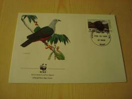 Lintu, WWF, Micronesia, 1990, ensipäiväkuori, FDC. Hieno esim. lahjaksi. Katso myös muut kohteeni mm. noin 1 500 erilaista ulkomaista ensipäiväkuorta