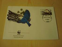 Lintu, WWF, Micronesia, 1990, ensipäiväkuori, FDC. Hieno esim. lahjaksi. Katso myös muut kohteeni mm. noin 1 500 erilaista ulkomaista ensipäiväkuorta