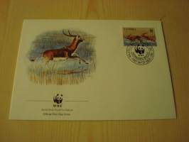 Gaselli, WWF, Zambia, 1987, ensipäiväkuori, FDC. Hieno esim. lahjaksi. Katso myös muut kohteeni mm. noin 1 500 erilaista ulkomaista ensipäiväkuorta